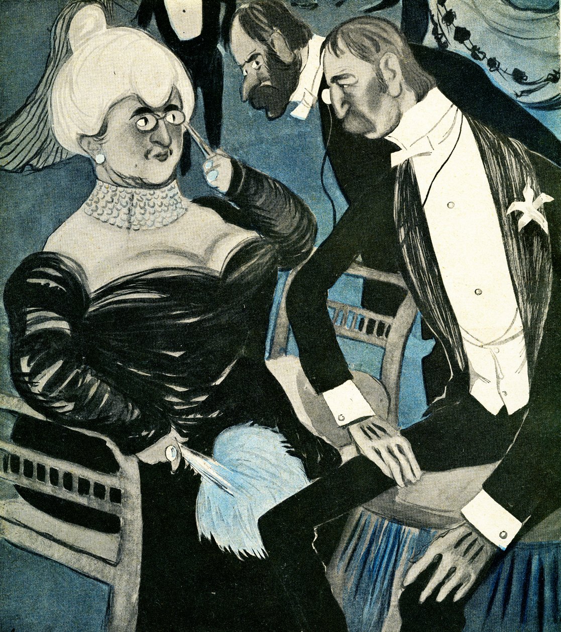 En engelsk mann som ber en fransk kvinne om å danse, 1905. av Francisco Sancha y Lengo