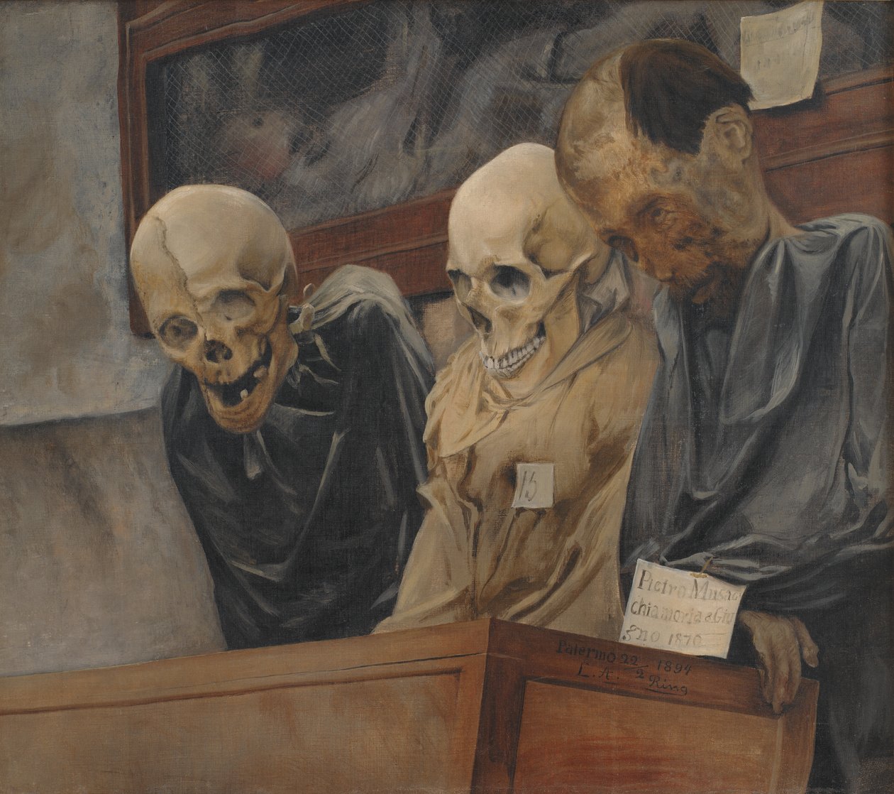 Tre hodeskaller fra Capuchin-klosteret i Palermo av Laurits Andersen Ring