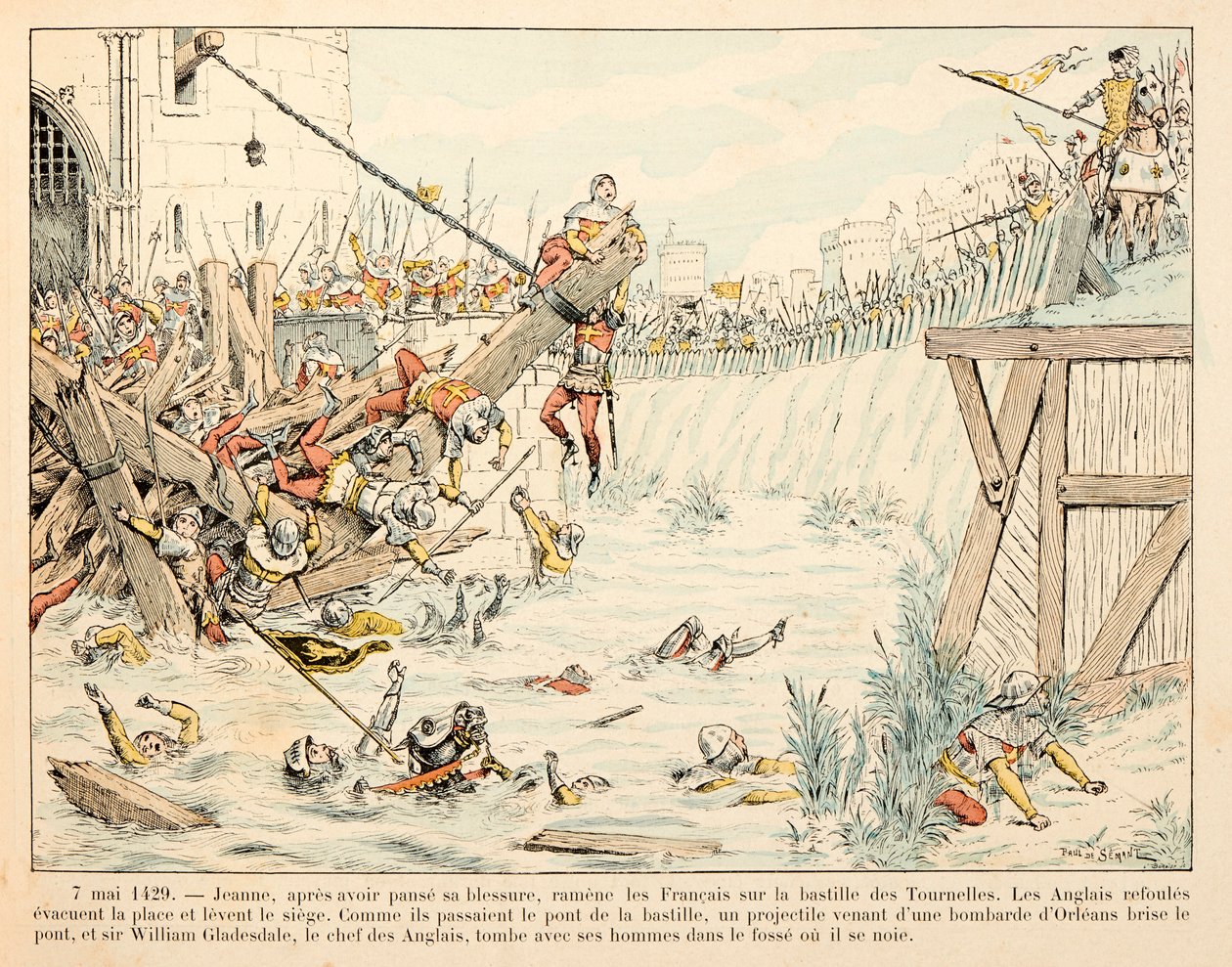 Illustrasjon hentet fra boken "" Joan of Arc "" av Theodore Cahu og illustrert av Paul De Semant (1855-1915): Den 7. mai av Paul de Semant