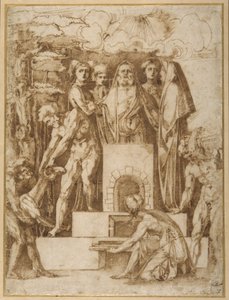The Sacrifice of Noah (penn og brunt blekk på hvitt papir) av Baccio Bandinelli