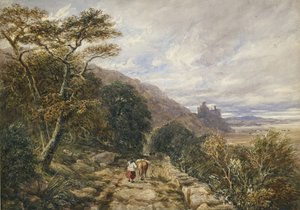 Country Track som fører til Harlech Castle, 1842 (akvarell og kroppsfarge over grafitt)