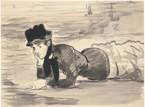 Annabel Lee på stranden. Rundt 1881 av Édouard Manet