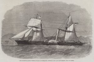 Hennes Majestets Paddle-Wheel-Steamer-etterforsker, beregnet på Lagos-bosettingen, Guineabukta