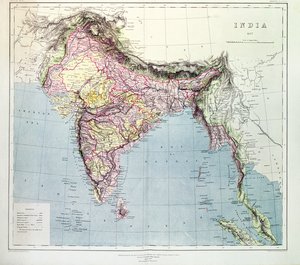 Kart over India, publisert under ledelse av oberst HR Thuillier, RE, Surveyor General of India, 1877