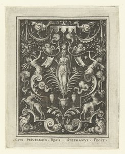 Bellona Overflatedekorasjoner med gudefigurer i en ramme av grotesker (senere versjon) (serietittel) av Etienne Delaune