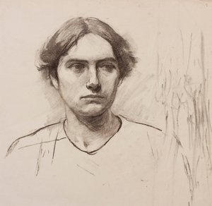 Leder for en kunstskolemodell, ca. 1900 (kull på papir) av Florence Eleanor Shepard