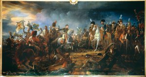 Slaget ved Austerlitz 2/12/1805: General Rapp presenterer flaggene hentet fra fienden Maleri av Francois Gerard (1770-1837) 1805 Søn. 2,1x9,58 m.