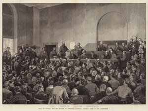 Rettssak mot Guiteau for drapet på president Garfield, generelt syn på rettssalen av Frank Dadd