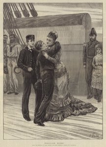 Velkommen hjem! HKH Prinsessen av Wales møter de kongelige prinsene om bord på HMS Bacchante