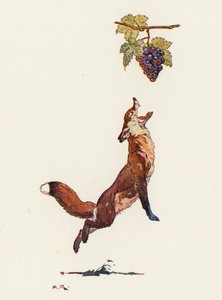 The Fox and the Grapes (farge litho) av Harry Rountree