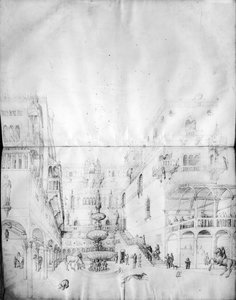 Fol.16v-17r Herodes palass (blekk på vellum) av Jacopo Bellini