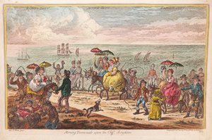 Morning Promenade upon the Cliff, Brighton, etter Captain J. Morse, pub. 1806 (håndfarget gravering)
