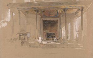 Hovedinngangen til den store moskeen, (Ulu cami) Bursa, Tyrkia, av John Frederick Lewis