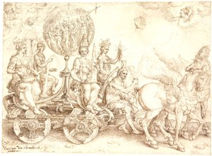 Triumfvogn. Mundus (Verden). (En allegori over de fire elementene)