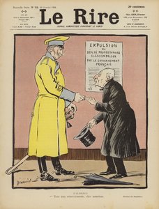 Satire over Frances forlatelse av Alsace til Tyskland. Illustrasjon for Le Rire av Pierre Georges Jeanniot