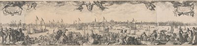 Profil av Amsterdam, sett fra IJ, bestående av to deler av Claes Jansz. Visscher (II)