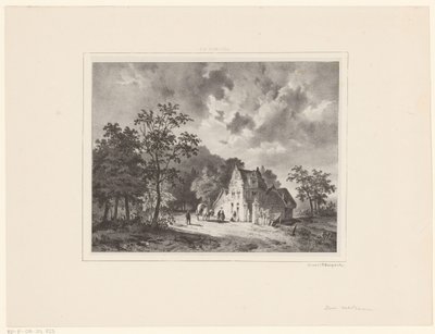 Hus i landskap av Cornelis Gerrit Verburgh
