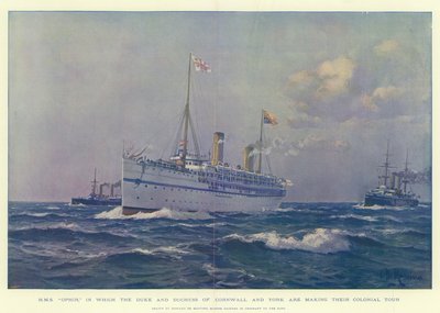 H M S Ophir, der hertugen og hertuginnen av Cornwall og York gjør sin kolonitur av Eduardo de Martino