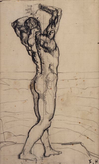 Mann naken, Study for the Truth; Naken mann, Study in Truth, ca. 1902 av Ferdinand Hodler