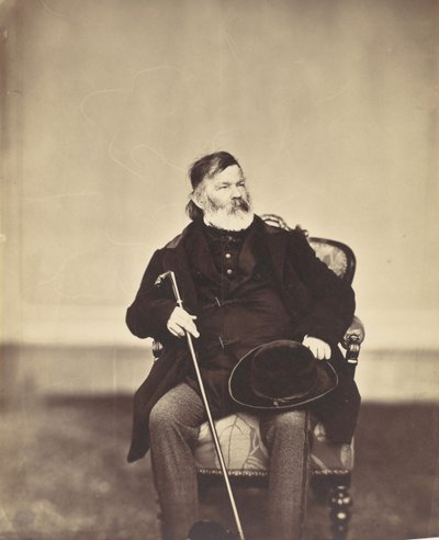 [Sittende mann med stokk og hatt], 1850-60-tallet. av Franz Antoine
