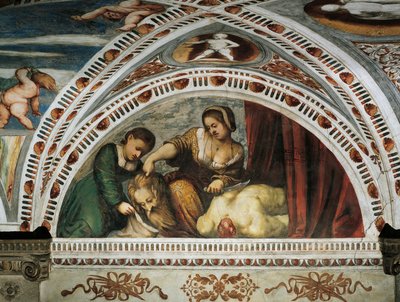 Historien om Judith og Holofernes, Detalj av fresker av Girolamo Romanino (ca 1484-etter 1559), bestilt av Bernardo Clesio av Girolamo Romanino