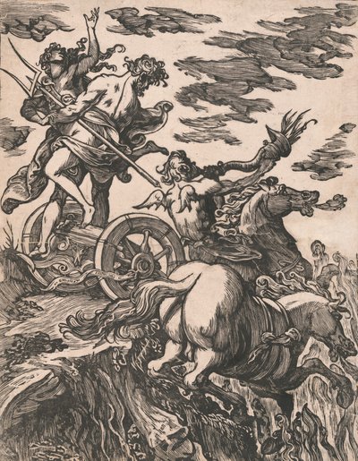 Voldtekt av Persefone med Pluto på hesteryggen til høyre, 1590-1607. av Giuseppe Scolari