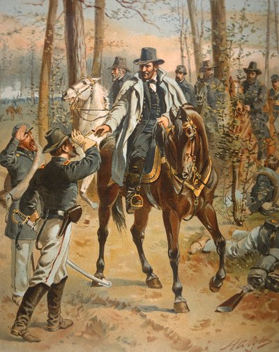 General Grant in the Wilderness Campaign, 5. mai 1864 (farge litho) av Henry Alexander Ogden